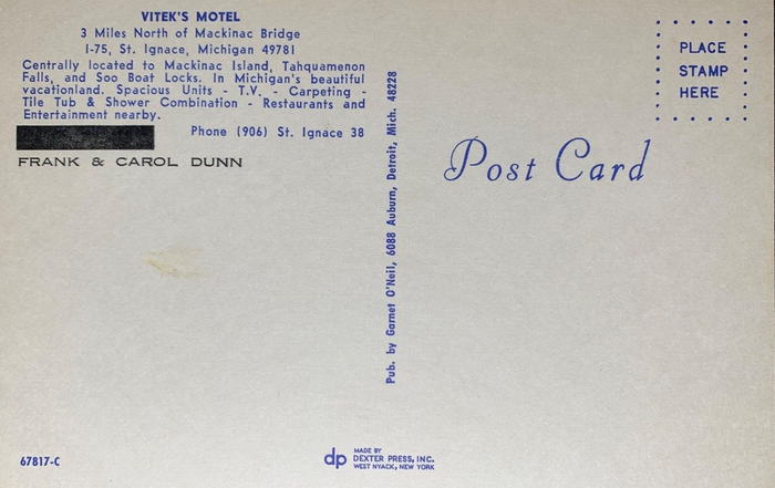 Firehouse Inn (Viteks Motel) - Old Postcard (newer photo)